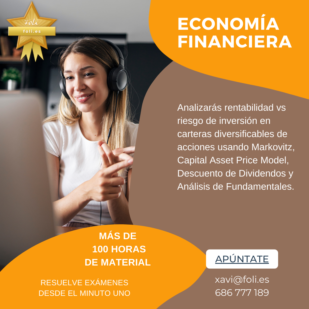 Chica rubia con cascos participando en su clase de economía financiera del primer semestre en nuestras clases particulares de ADE